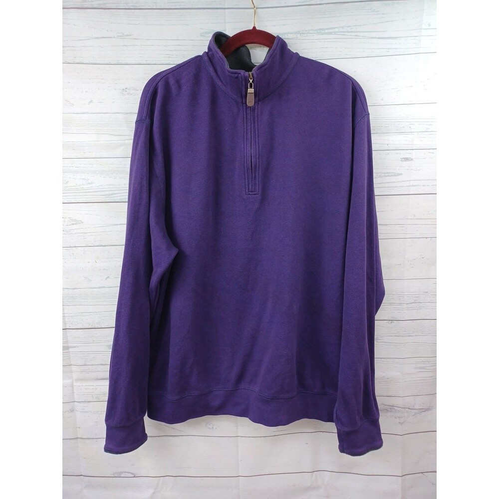 Orvis Mens Pullover Sweater 1/4 Zip Sz XL Purple Long sleeve Pima Cotton